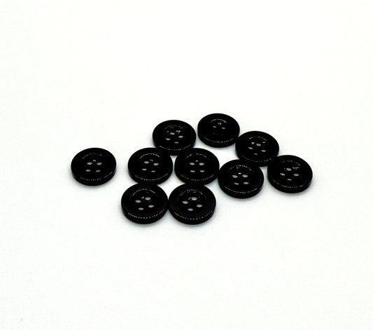 Close-up image of Black Sunken Resin, a premium quality button.